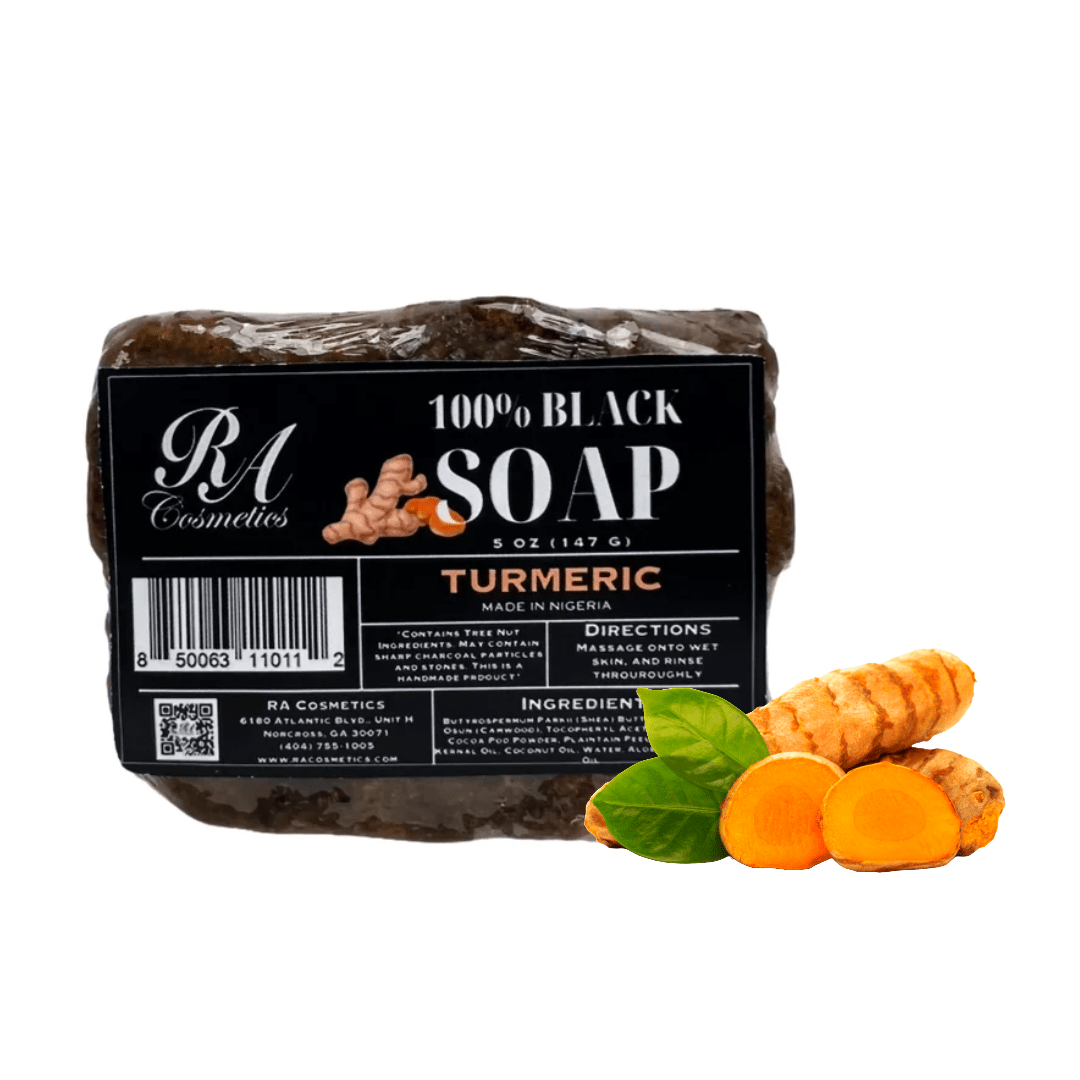 100% African Black Soap Bar w/ Turmeric Oil