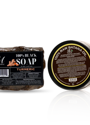Raw Batana Oil (2oz) & Black Soap w/ Turmeric Bundle