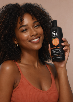 Liquid 100% African Black Soap w/ Honey Peach