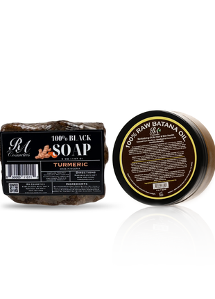 Raw Batana Oil (2oz) & Black Soap w/ Turmeric Bundle