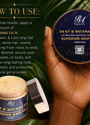 Batana Oil 24KT Gold Superior Grip Gel - Locs, Twist, Braids, Edge Control, Anti-Breakage