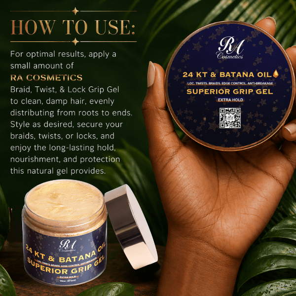 Batana Oil 24KT Gold Superior Grip Gel - Locs, Twist, Braids, Edge Control, Anti-Breakage