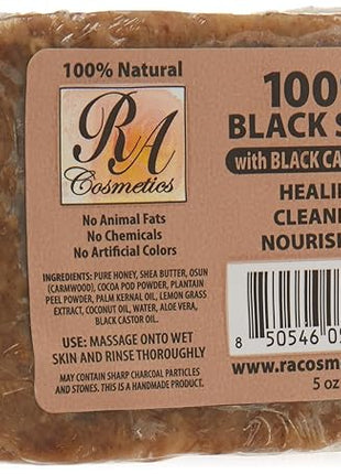 100% African Black Soap Bar w/ Black Castor Oil