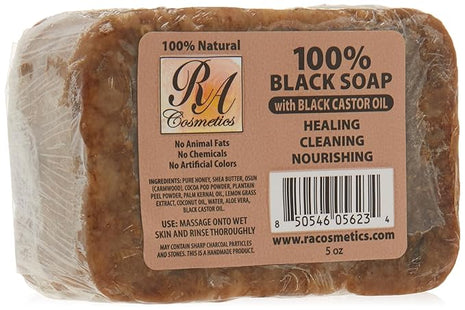 100% African Black Soap Bar w/ Black Castor Oil