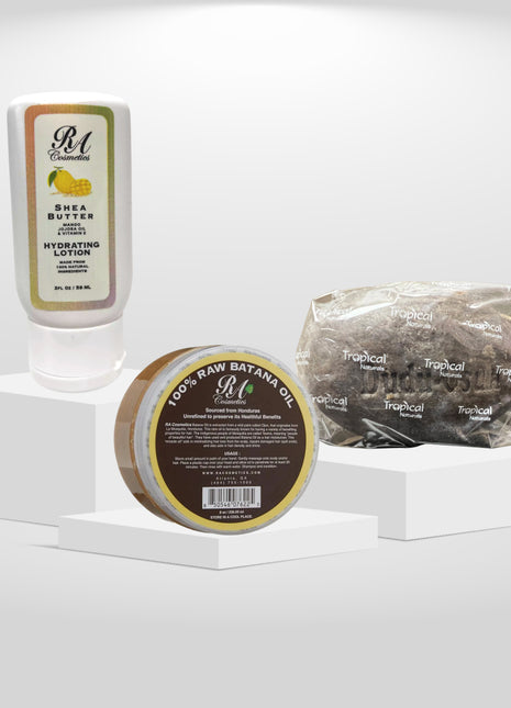 Raw Batana Oil (2oz), Dudu-Osun Black Soap, & Hydrating Shea Lotion (2oz)