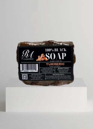 100% African Black Soap Bar w/ Turmeric Oil