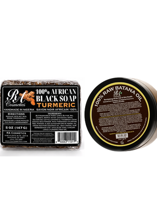 Raw Batana Oil (2oz) & Black Soap w/ Turmeric Bundle