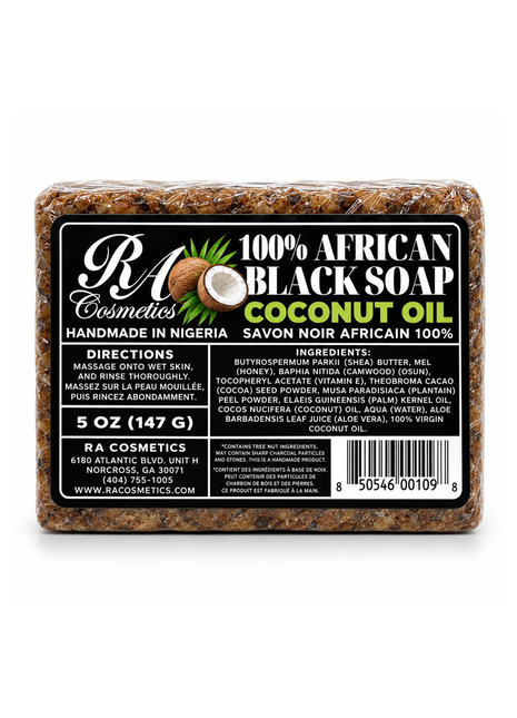 100% African Black Soap Bar w/ Coconut Oil