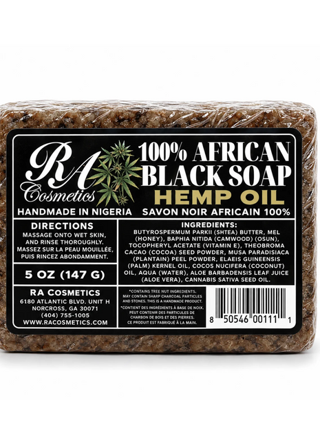 100% African Black Soap Bar w/ Hemp Oil