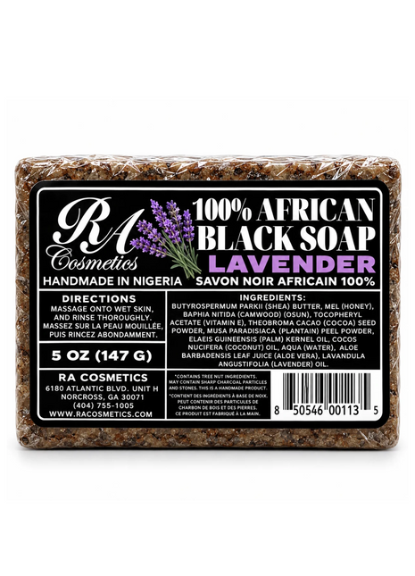 100% African Black Soap Bar w/ Lavender