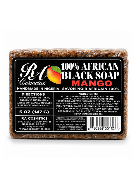 100% African Black Soap Bar w/ Mango