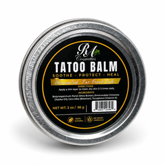 Tattoo balm container with black label on a white background